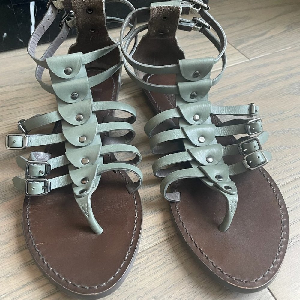 SERGIO ROSSI GLADIATOR SANDALS OLIVE GREEN SIZE 6